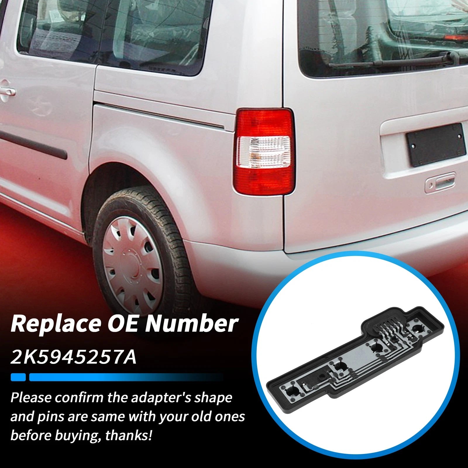 Left Tail Light Bulb Holder Socket Carrier for VW Caddy (2004–2014)