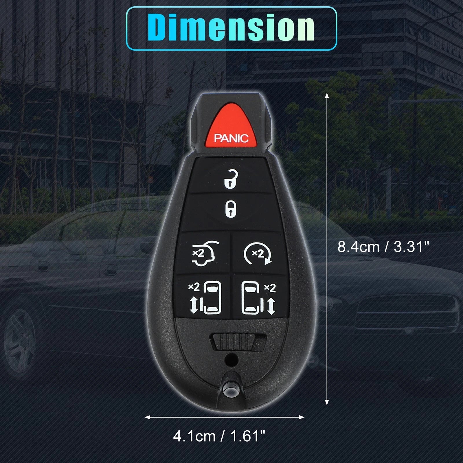 7 Button Keyless Entry Remote Key Shell Cover for Dodge Chrysler (No Chip) (2005–2020)
