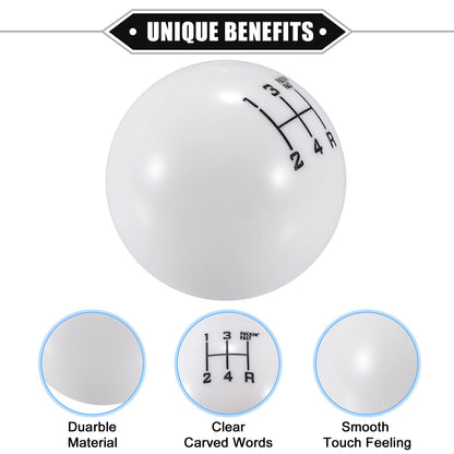 Set of 4 Manual 4 Speed Ball Gear Shift Knobs Universal White with Adapters