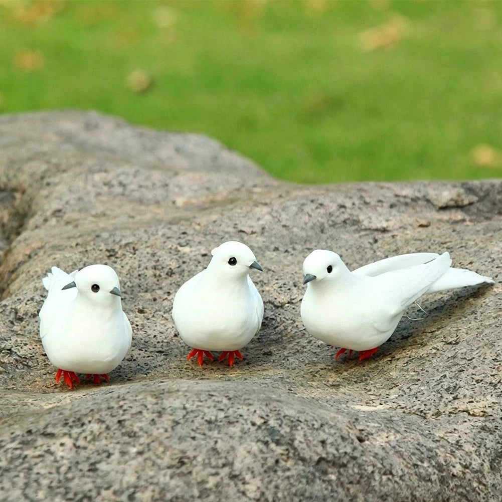 12 Piece White Dove Ornament Set for Home Garden Display