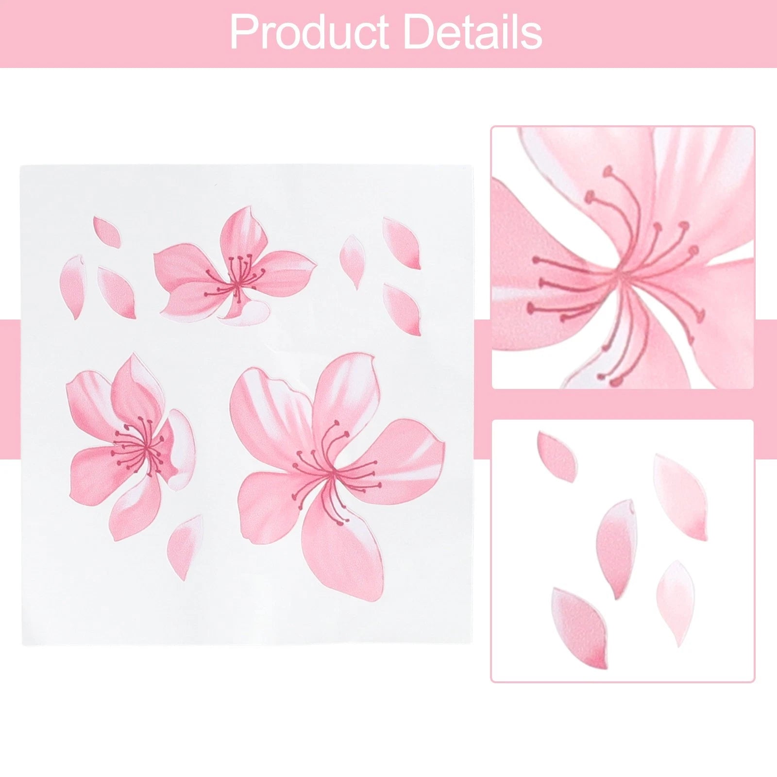 Vinyl Car Sticker Decal for Windshield Bumper (Pink Cherry-Blossom)