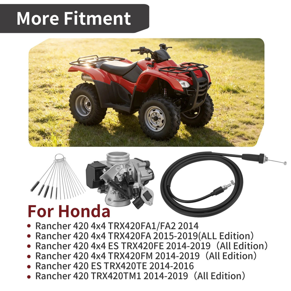 Throttle Body w/ Cable for Honda Rancher 420 FA/FE/FM/TE/TM1 (2014–2019) 16400-HR3-A42