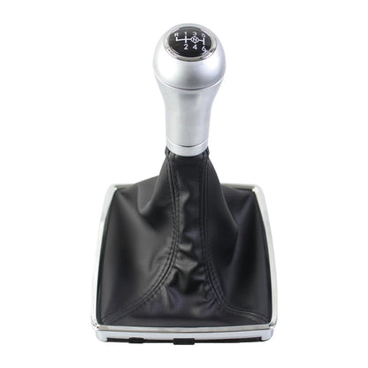 Gear Shift Knob for - PU Leather, Silver Finish