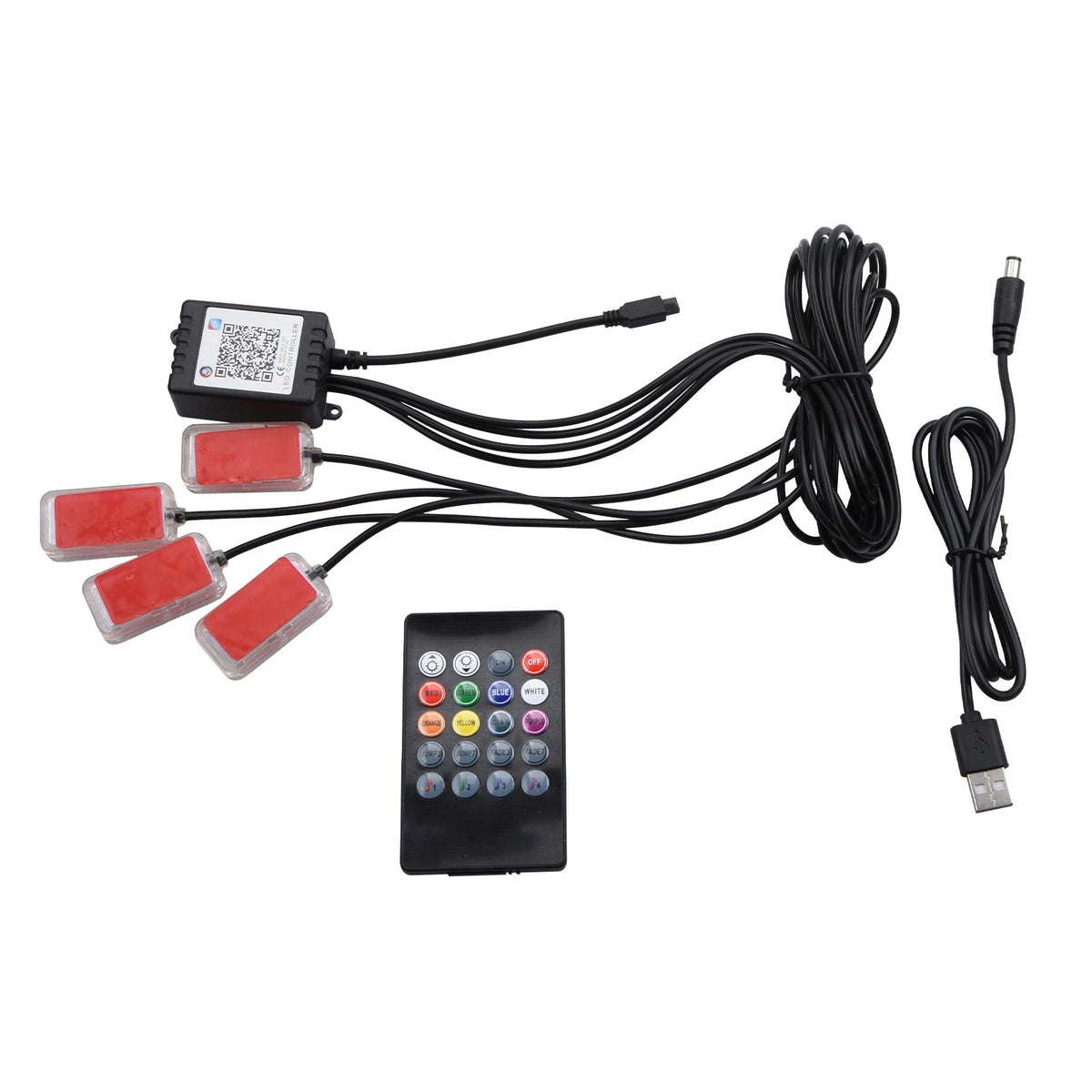 RGB USB Car Interior Ambient LED Lights with APP Control Universal