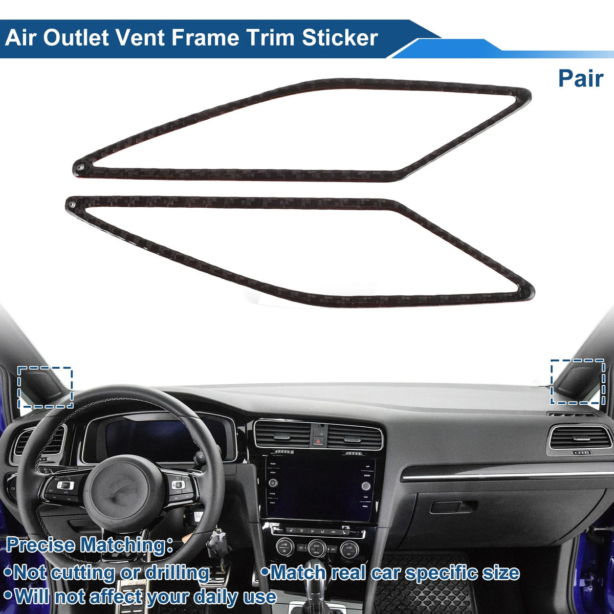 Air Condition Outlet Vent Trim Cover Frame for Volkswagen Golf 7 (2013–2020)