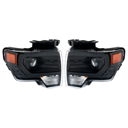 Headlight Assembly Set of 2 for Ford F150 (2013–2014) HID/Xenon Black