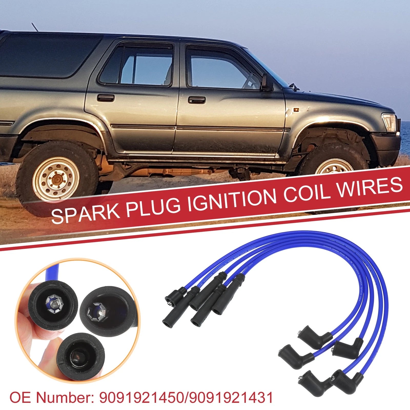 5Pcs Spark Plug Wire Ignition Coil Cable Replacement for Toyota 4Runner (1989–1993)