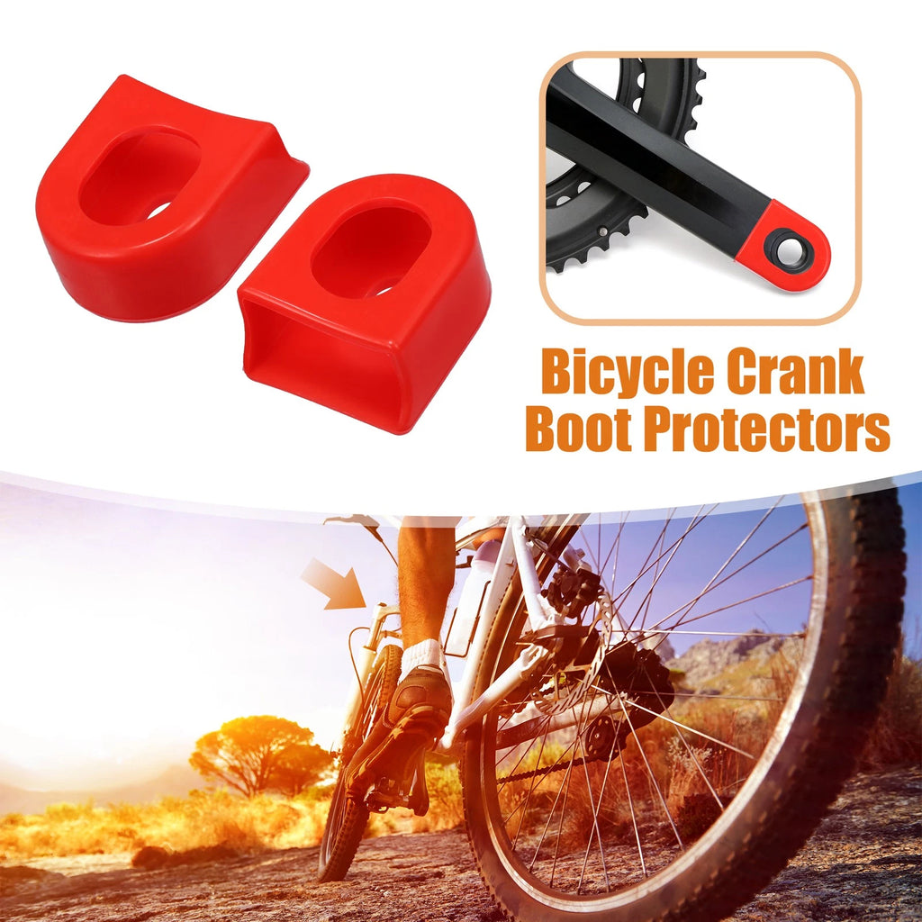 Crank Boot Protector Silicone Front Cover 10pcs for Bicycle Bike Crank (Red)