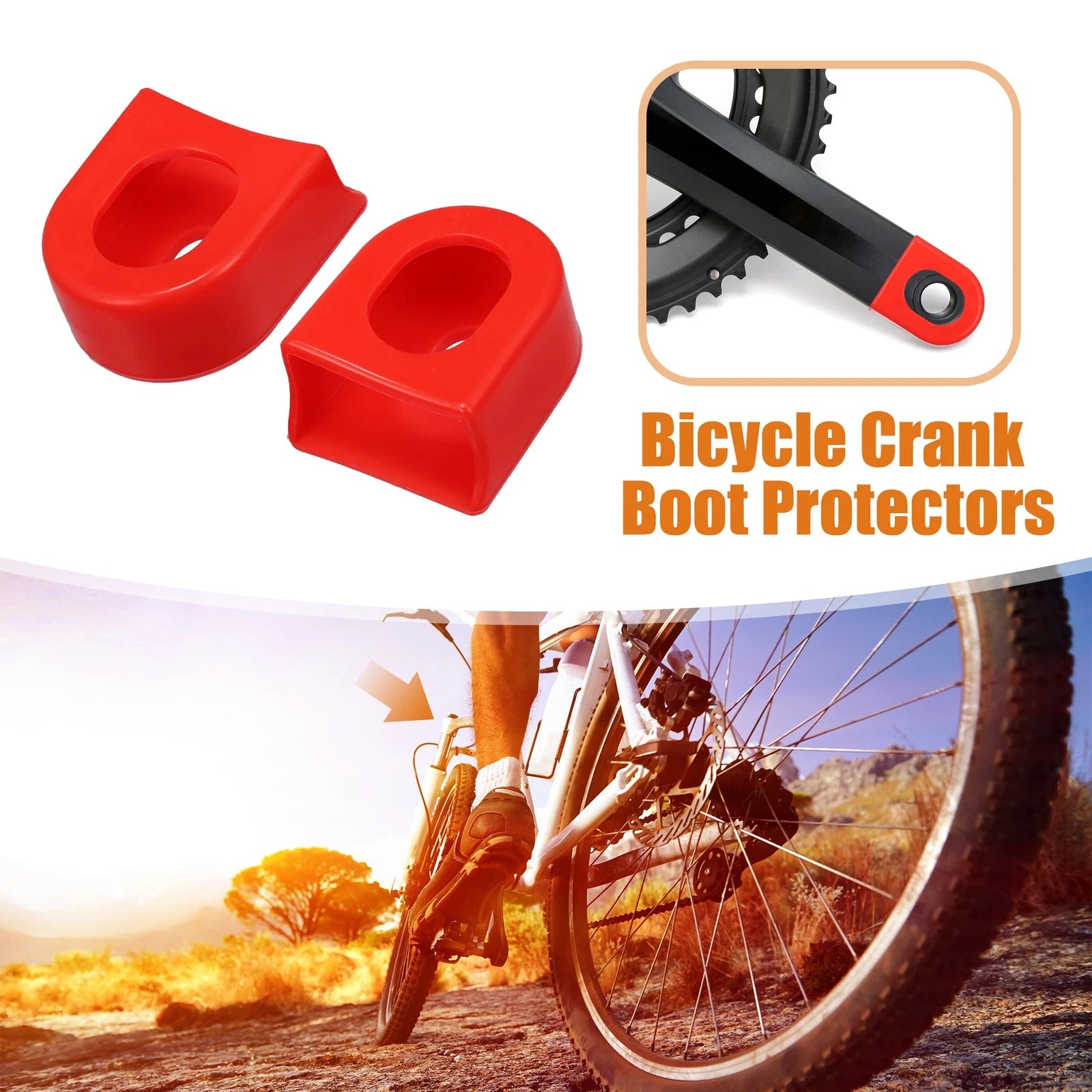 Crank Boot Protector Silicone Front Cover 10pcs for Bicycle Bike Crank (Red)