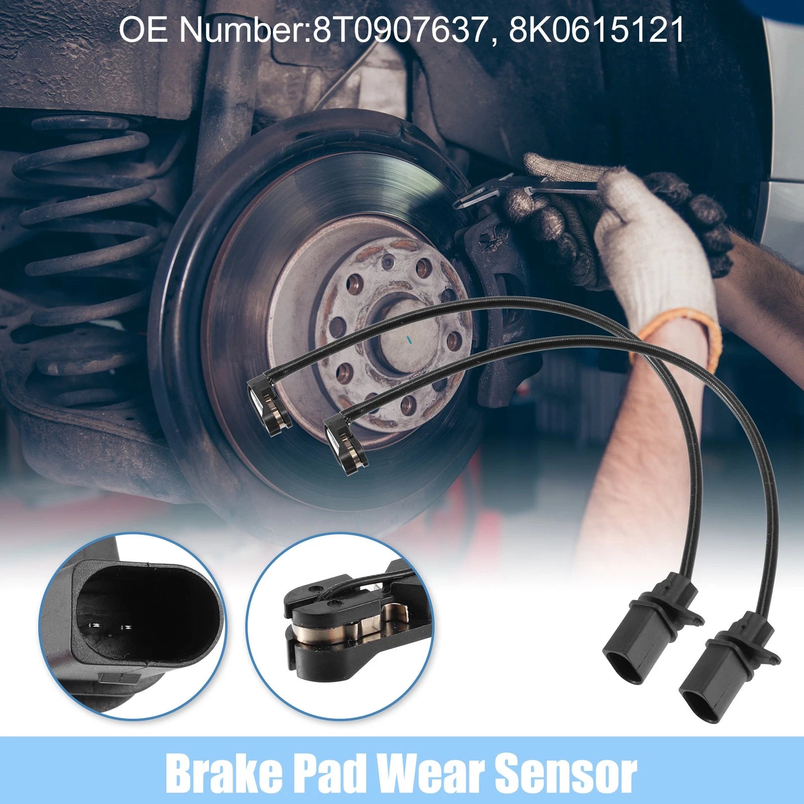 2pcs Front Brake Pad Wear Indicator Sensor for Audi A4 A5 A6 Q5 (2005–2015)