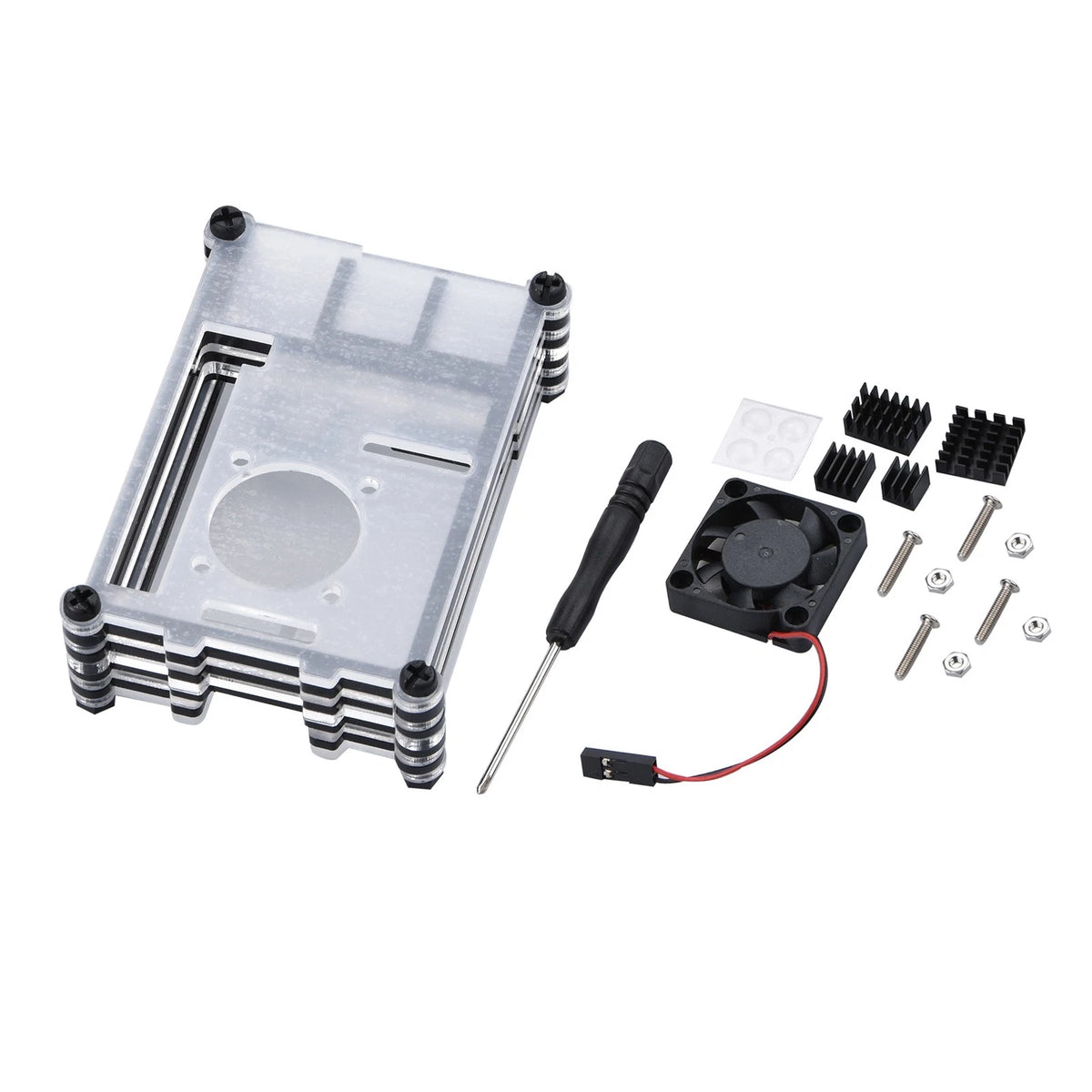 Clear 9 Layers Case with Cooling Fan for Raspberry Pi 4B (2019–2023)