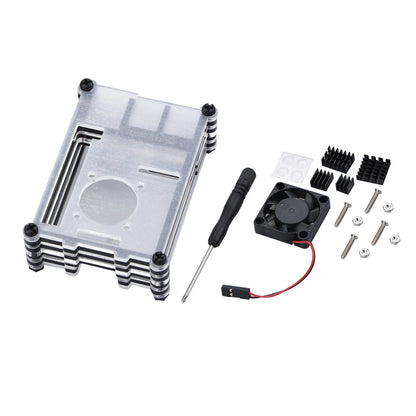 Clear 9 Layers Case with Cooling Fan for Raspberry Pi 4B (2019–2023)