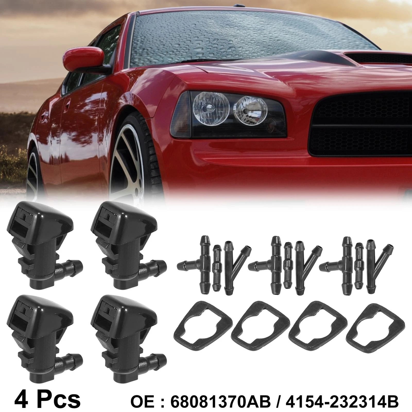 4Pcs Front Windshield Washer Nozzles Replacement for Jeep Cherokee (2005–2023)