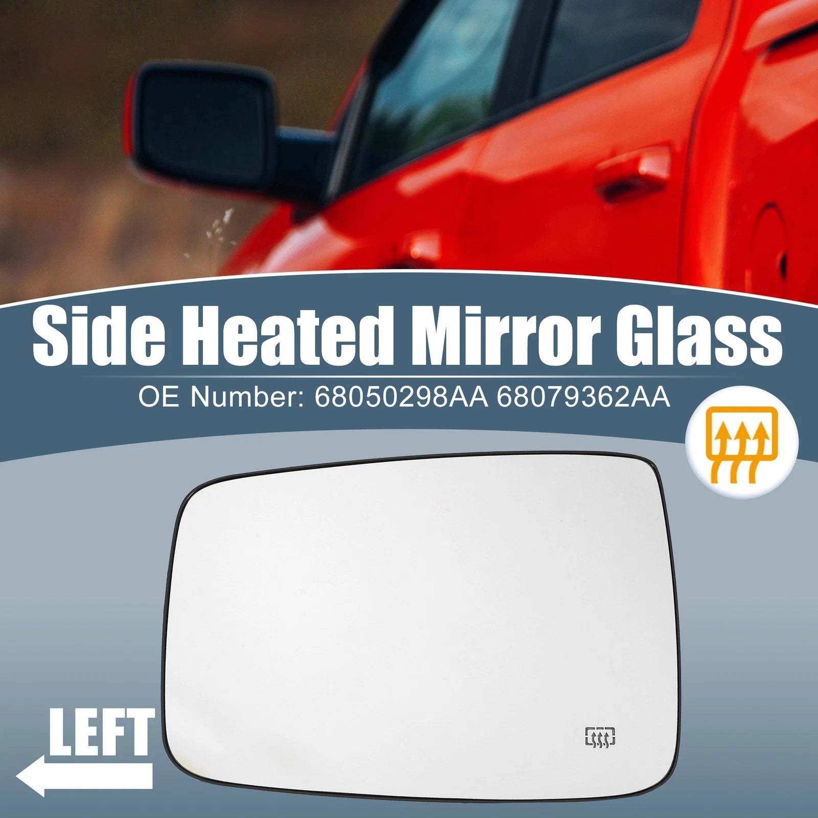 Heated Mirror Glass Left Side for Dodge Ram 1500 2500 (2009–2018)