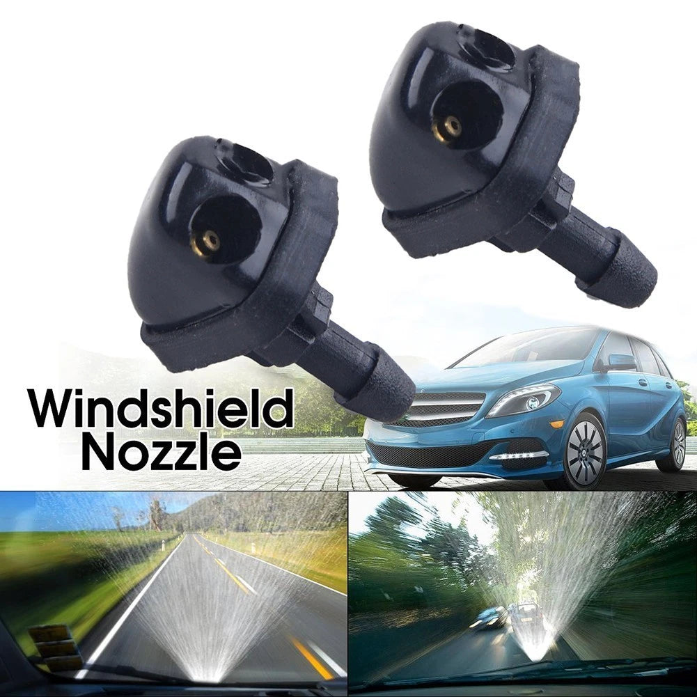 Water Jet Sprinkler Wiper Nozzle Windshield 2pcs Black Car Front for general