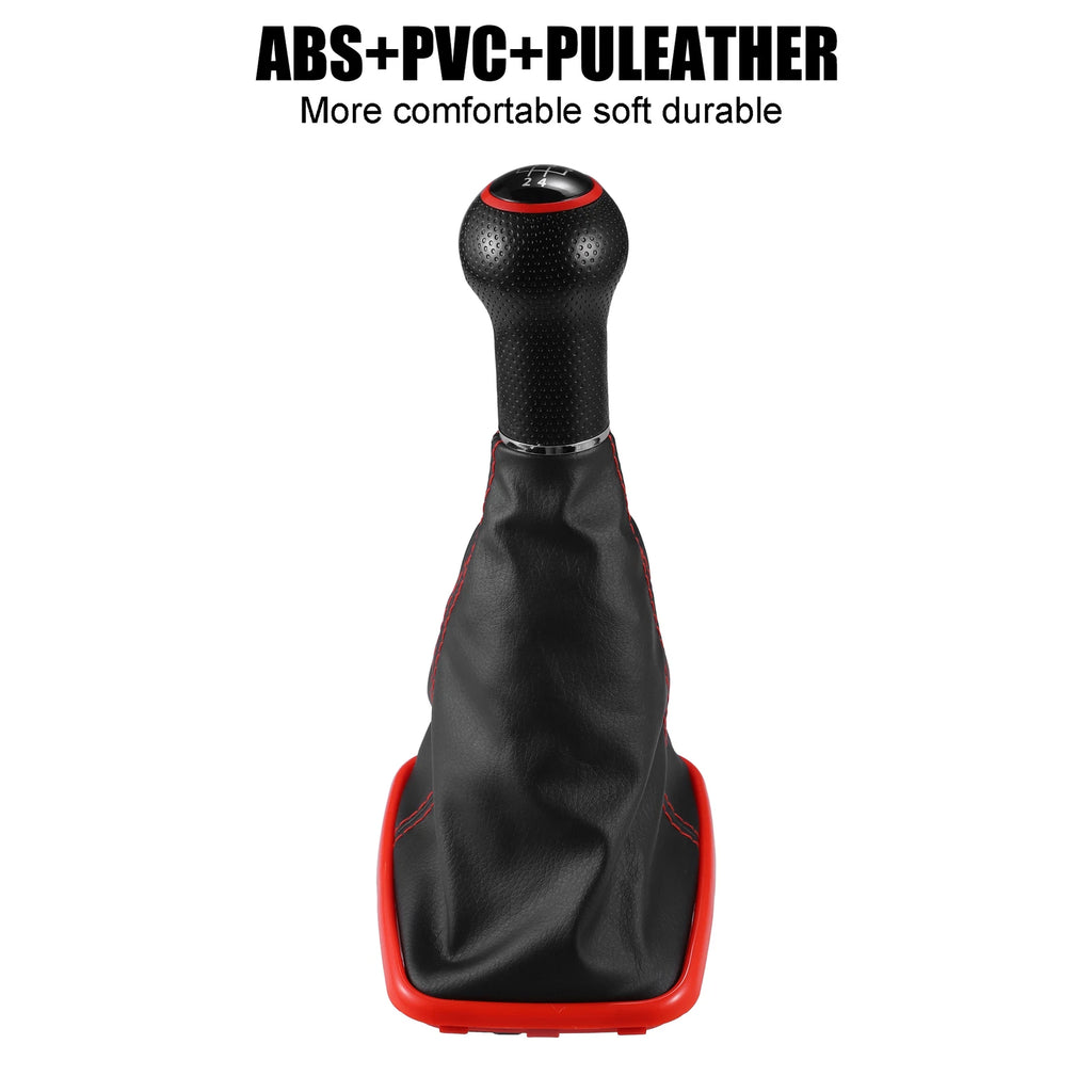 5 Speed Gear Shift Knob Boot with Red Base for Volkswagen Golf (1998–2006)