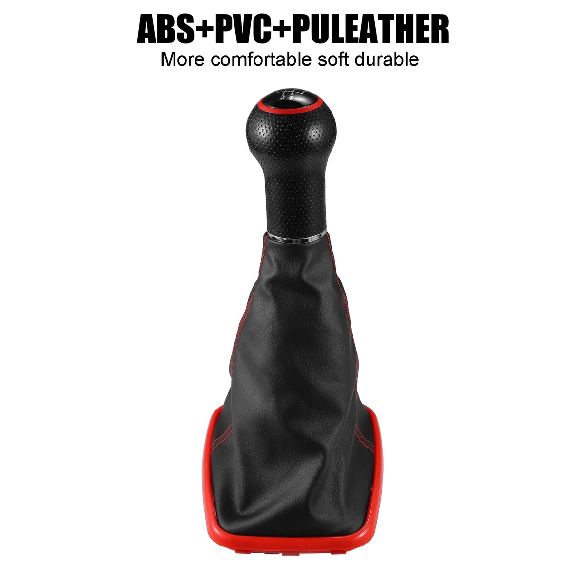 5 Speed Gear Shift Knob Boot with Red Base for Volkswagen Golf (1998–2006)