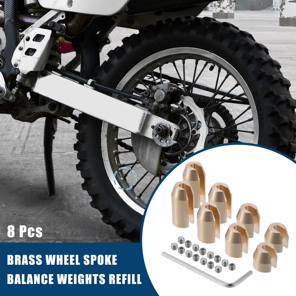 8pc Brass Wheel Spoke Balance Weights Refill with Wrench for Motorcycle (N/A)