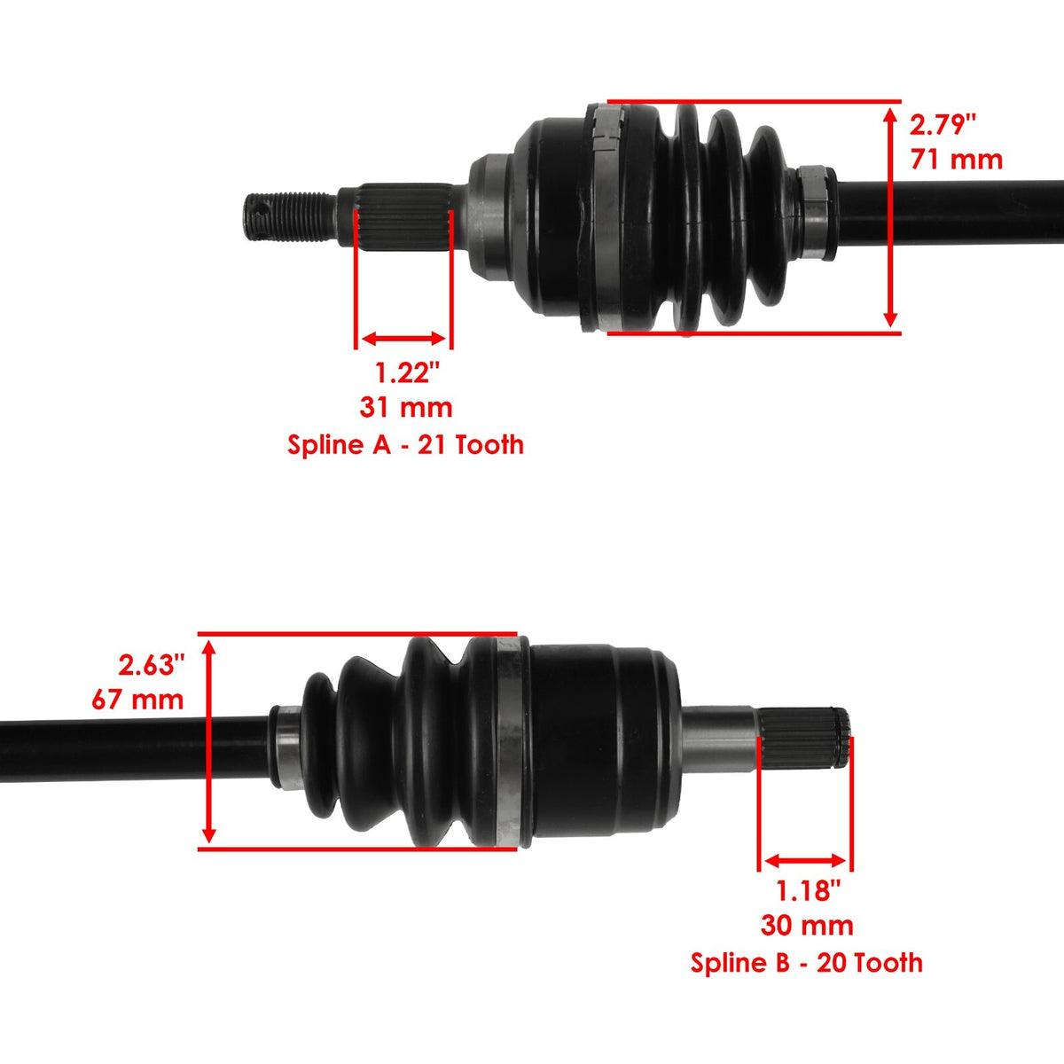 Caltric Front Right Complete CV Joint Axle for Honda (2001–2011)