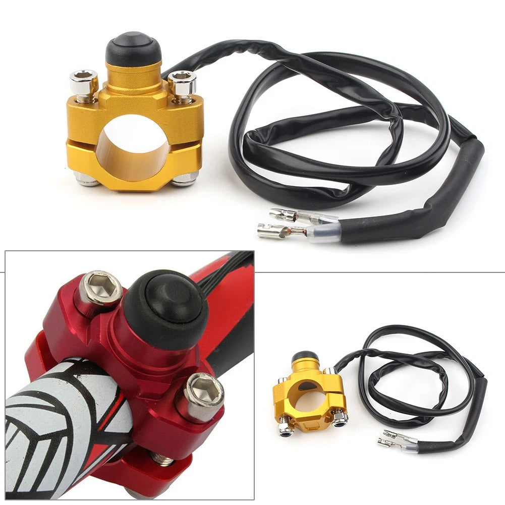 Universal Rotating Bar Clamp Start Stop Switch Button 7/8" 22 Handlebar Gold