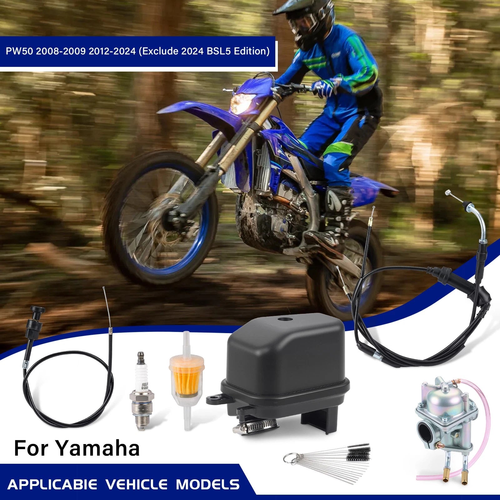 Carburetor Assembly + Air Filter w/Cable for Yamaha PW50 (2008–2024) 5PG-14101-11-00