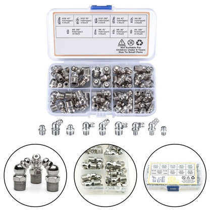 60 PCS Grease Zerk Nozzle Set for Efficient Lubrication Solutions