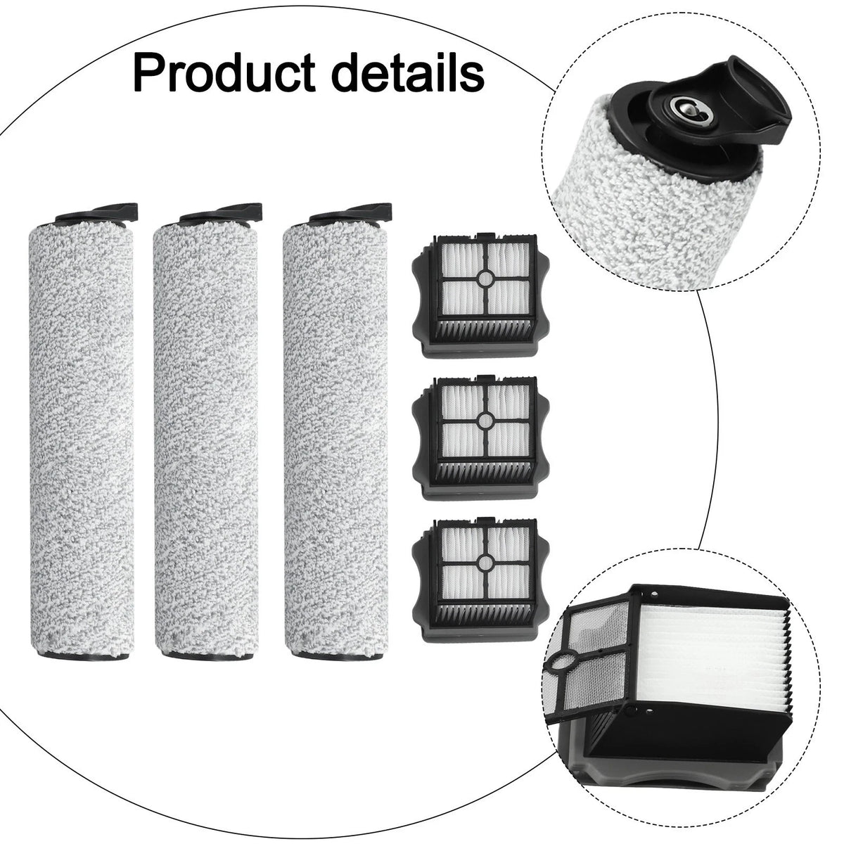 Set of Roller Brushes and Filters for Tineco Floor ONE S3