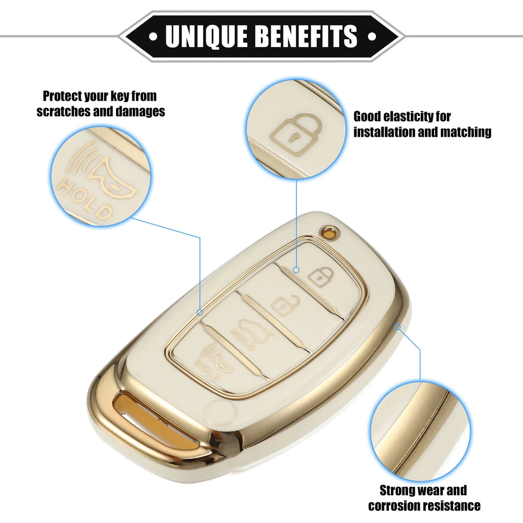 Key Fob Cover 4 Button Replacement for Hyundai Elantra Sonata (2011–2020)