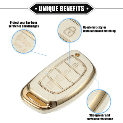 Key Fob Cover 4 Button Replacement for Hyundai Elantra Sonata (2011–2020)