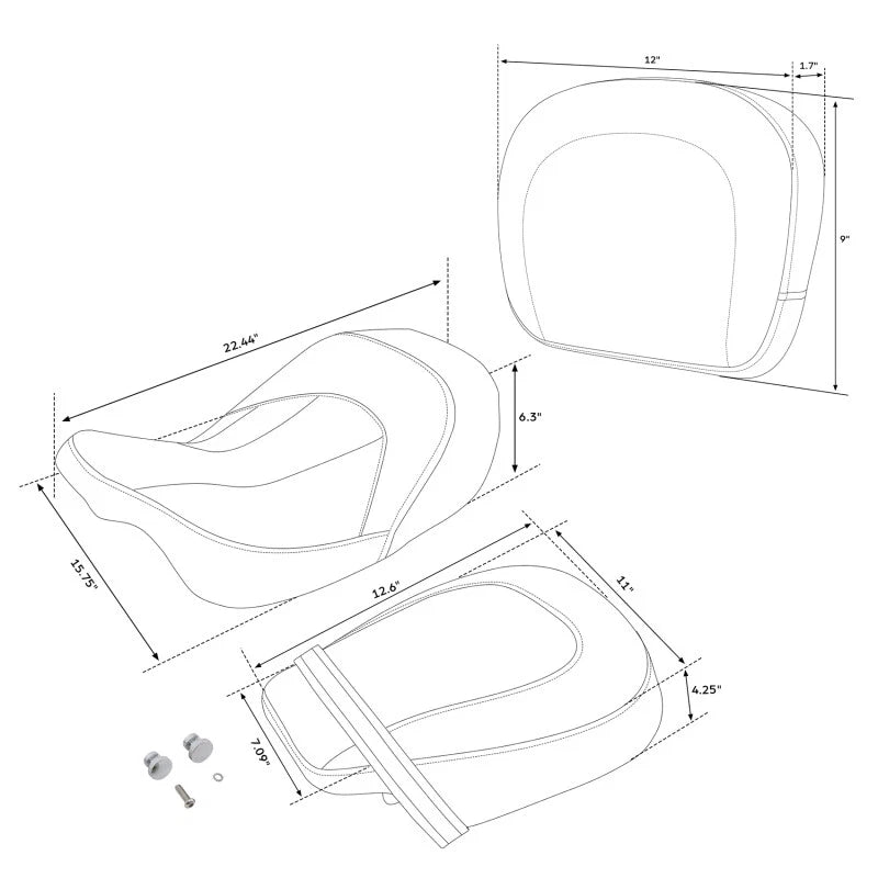 Driver Passenger Seat with Backrest for Harley CVO Road Street Glide (2009–2023)