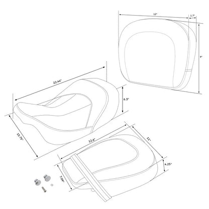 Driver Passenger Seat with Backrest for Harley CVO Road Street Glide (2009–2023)