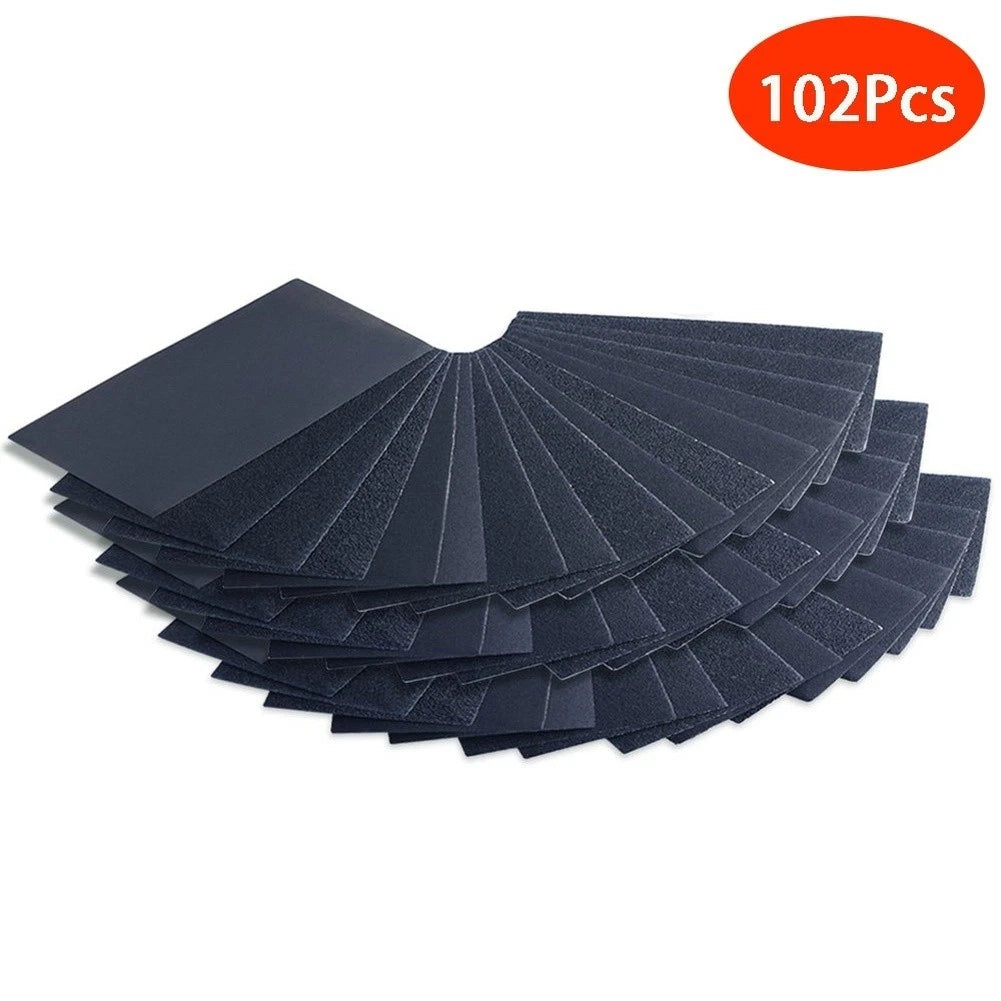 102 Pcs Silicon Carbide Sandpaper 230x93mm for Flat or Curved Surfaces
