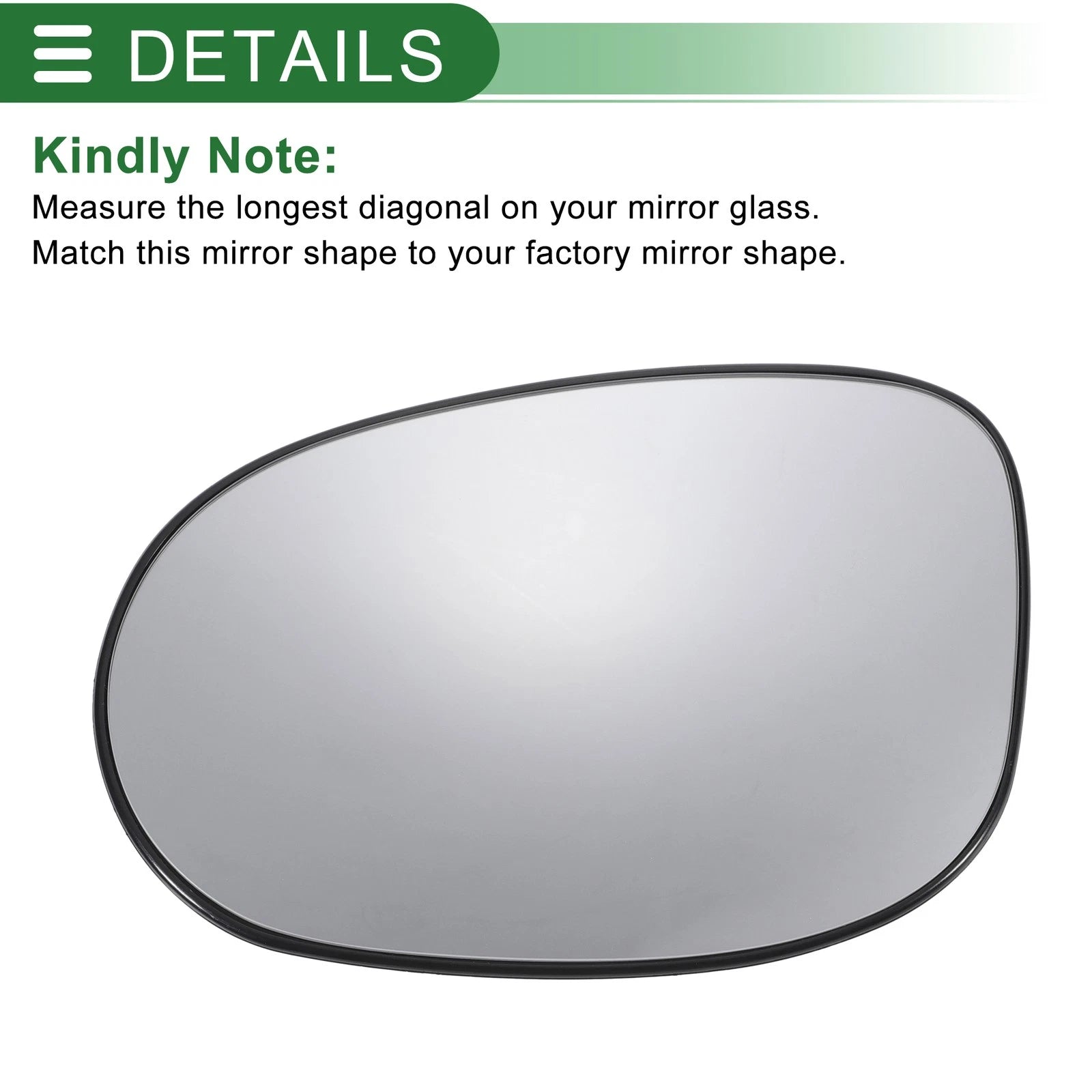 Left Side Mirror Glass Convex Non-heated Replacement for Ford Ka (2008–2017)
