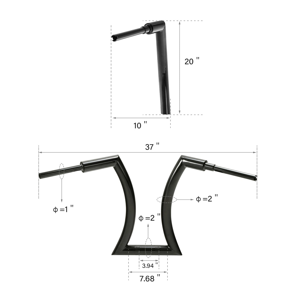 20" Rise 2" Ape Hanger Handlebar for Harley Softail Sportster Dyna Touring