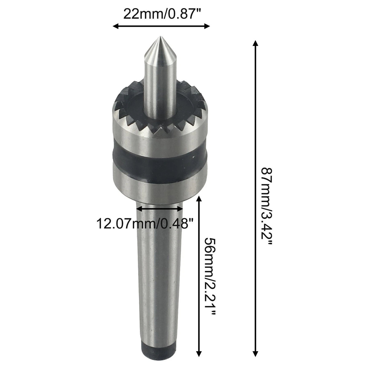 Multitooth Drive Center Spindle for Woodworking Lathe MT1 MT2