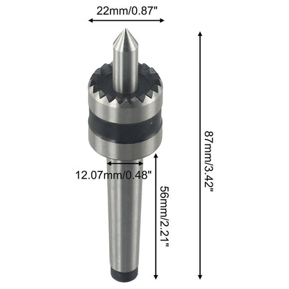 Multitooth Drive Center Spindle for Woodworking Lathe MT1 MT2
