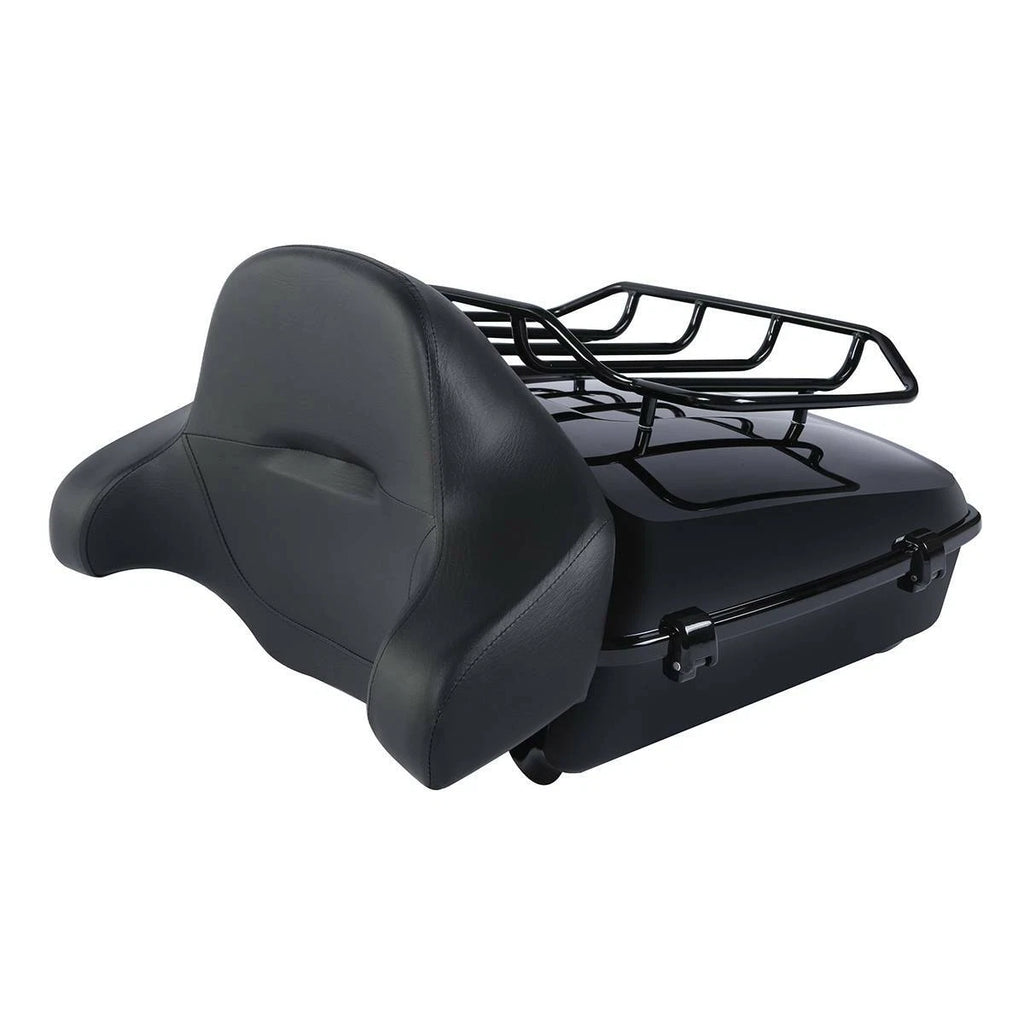 Black Chopped Trunk Backrest Rack Mount for Harley Electra Glide (2014–2026)