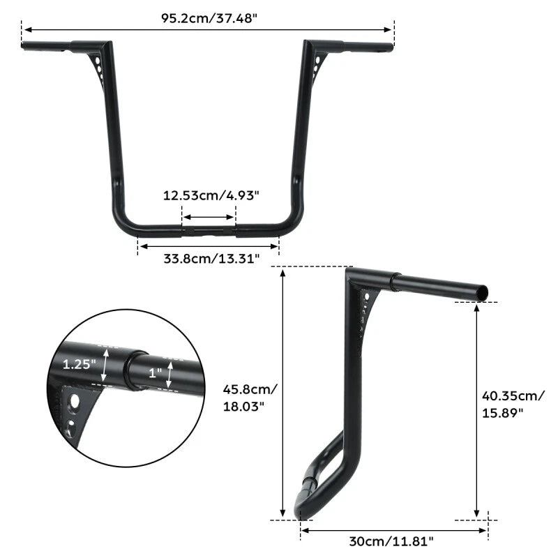 1-1/4" 18" Ape Hanger Handlebar for Harley Electra Glide (1982–2024)