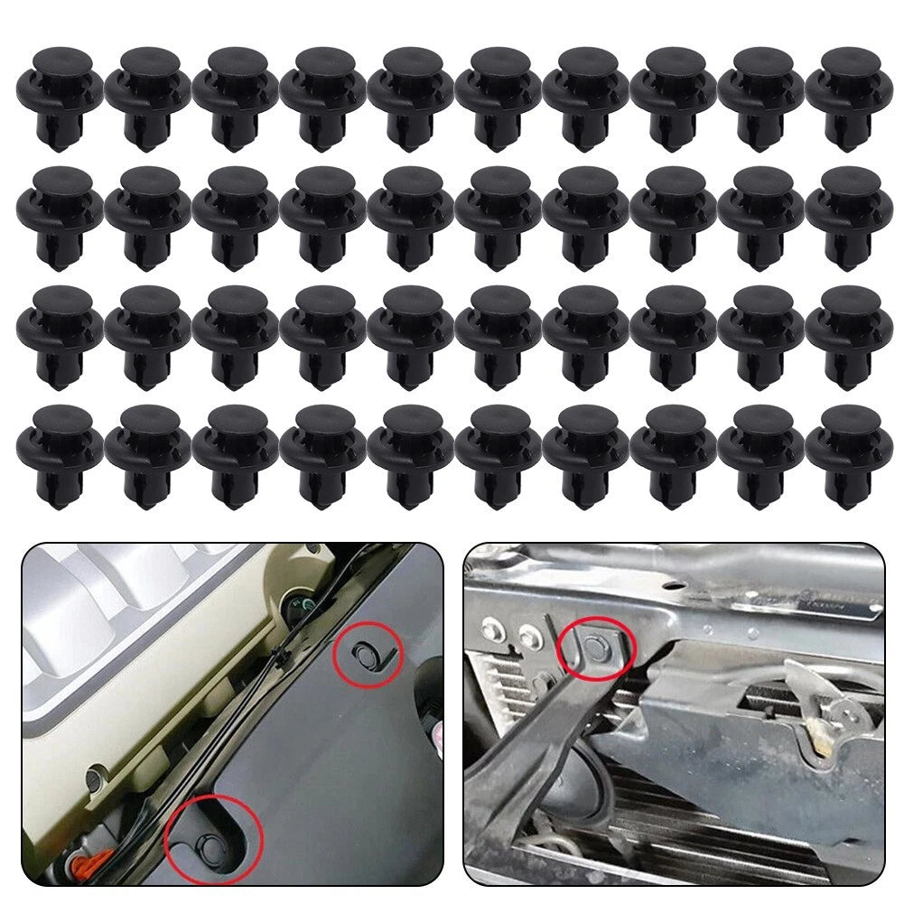 40 Pieces Black Nylon Clips for Bumper and Side Skirt Trim