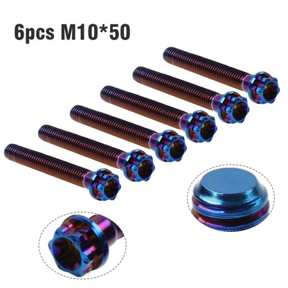 6X M10x50mm Titanium Bolt Torx Head Flange Screw for Motorcycle Bike