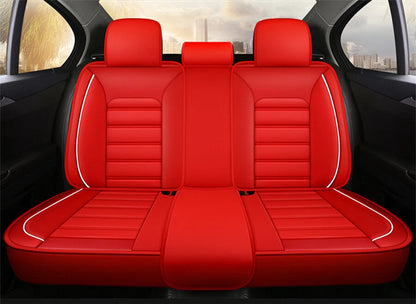 Full Set Red PU Leather Car Seat Covers for Universal Fit (Front+Rear)