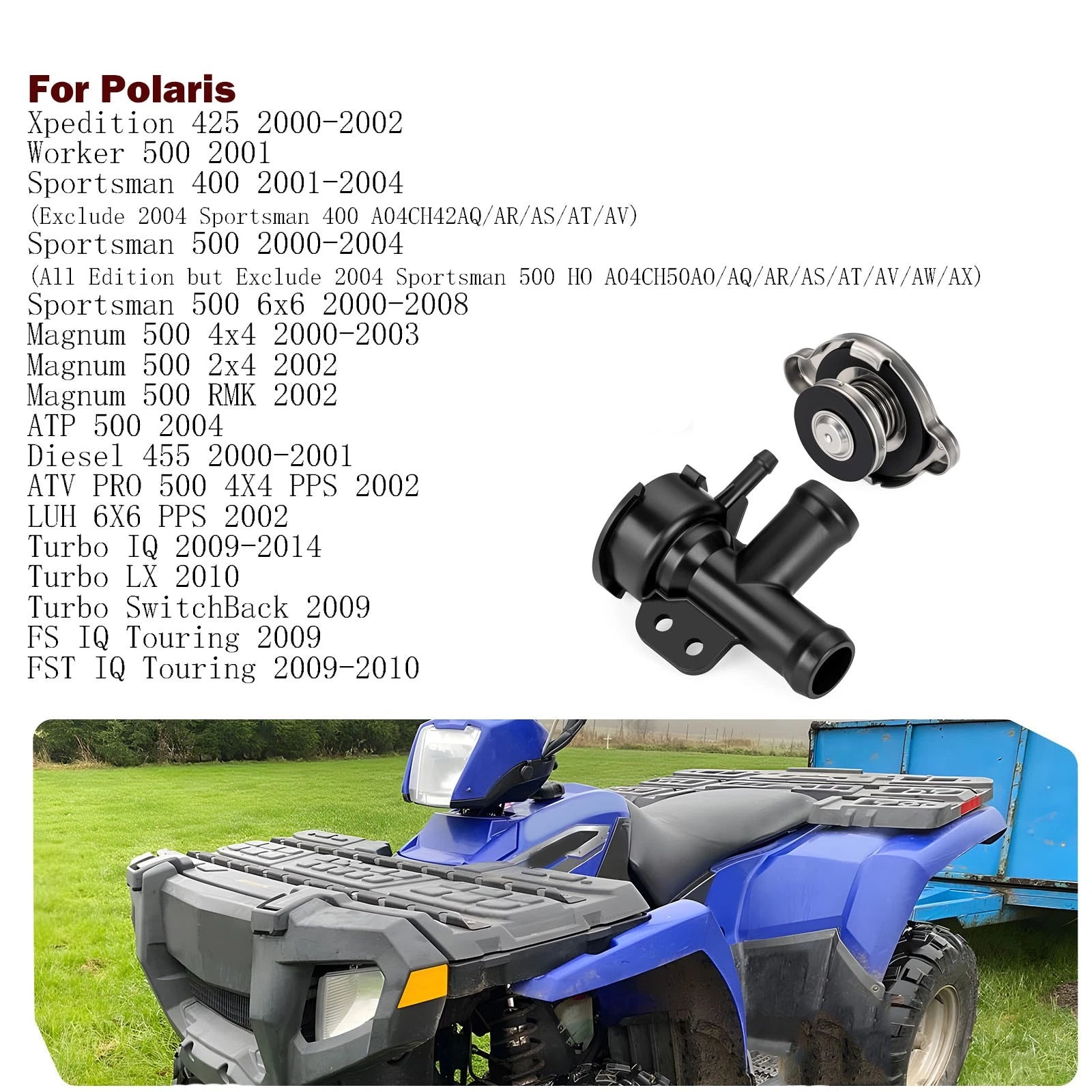 Remote Coolant Filler + Cap for Polaris Xpedition 425 455 (2000–2002)
