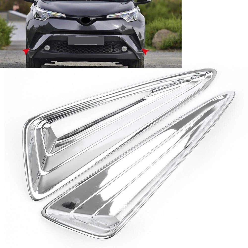 Pair ABS Chrome Front Fog Light Moulding Trim for Toyota C-HR (2016–2018)