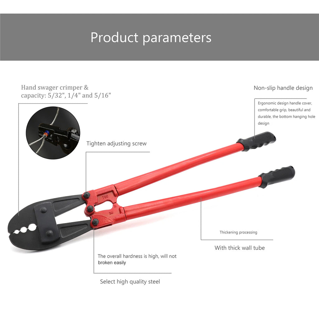Swaging Tool for Wire Rope and Cable (30", 5/32", 1/4", 5/16")