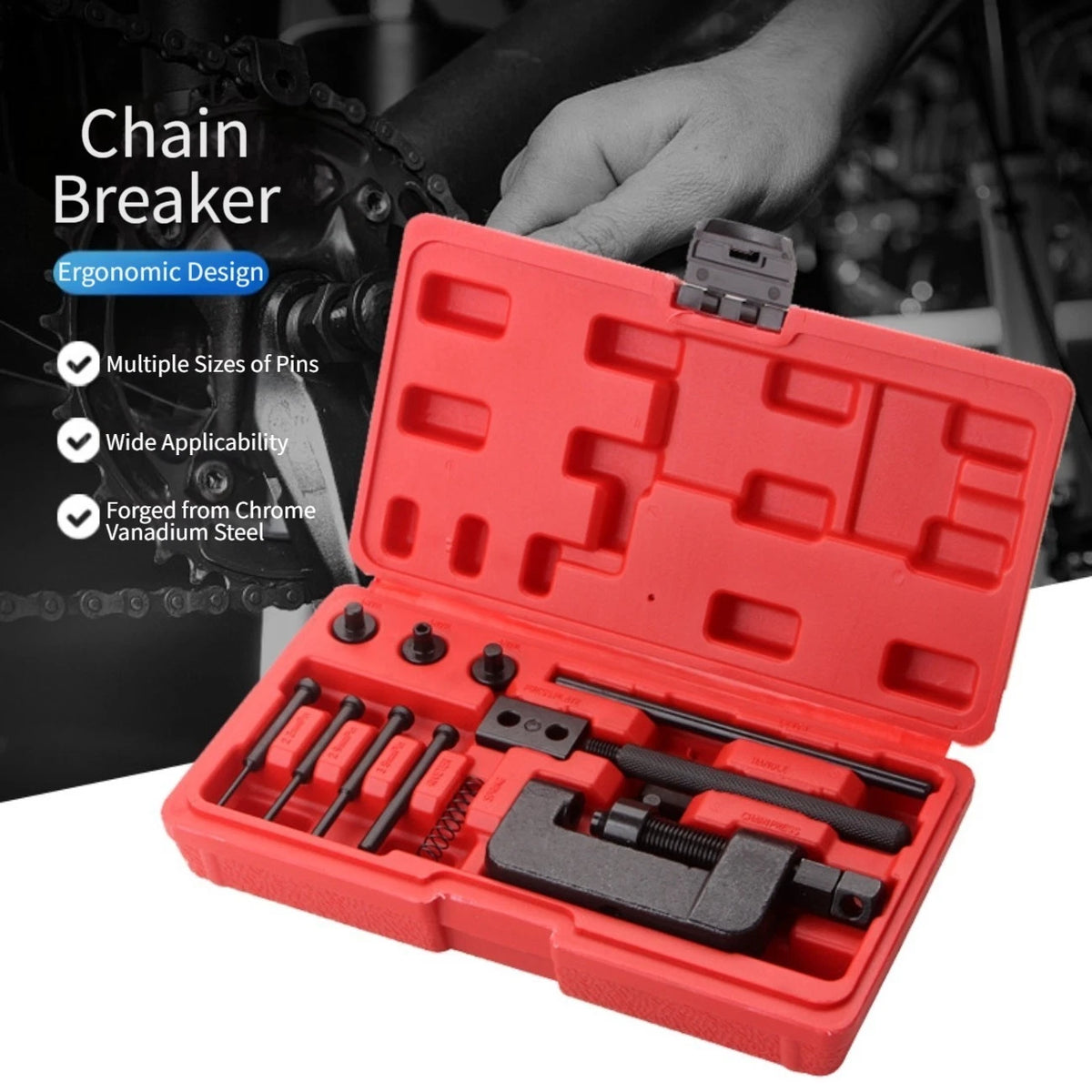 13 Piece Steel Timing Chain Breaker Tool Set for Bicycle and Motorcycle