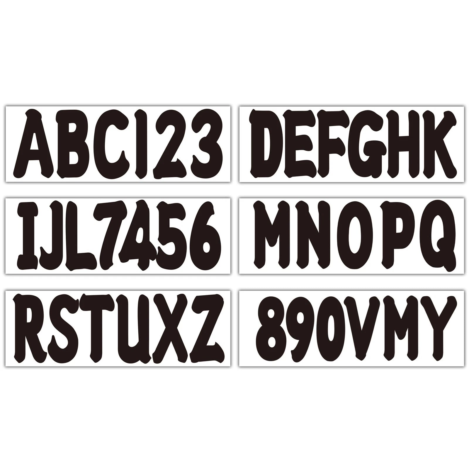Black Alpha-Numeric Registration Stickers Decals for Boat