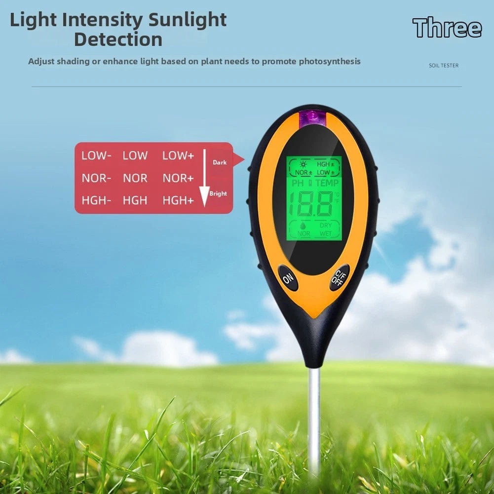 4 in 1 Soil Tester Digital Meter for pH Moisture Temperature Light Testing