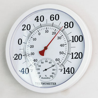 Indoor Outdoor Temperature and Humidity Gauge with Large Round Dial Display
