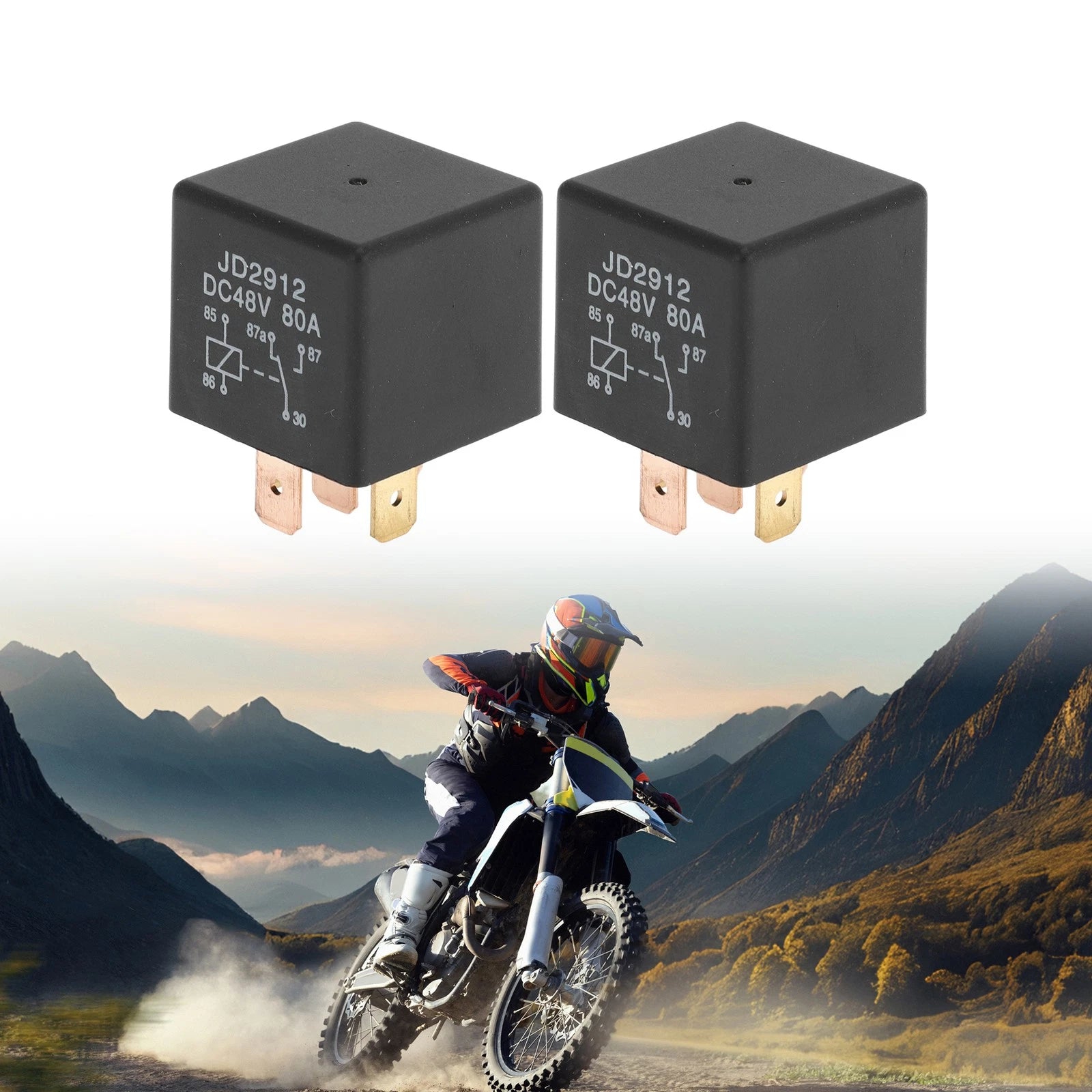 2X 5-Pin 48V 80A Waterproof Auto Relay for Multi-Purpose Use