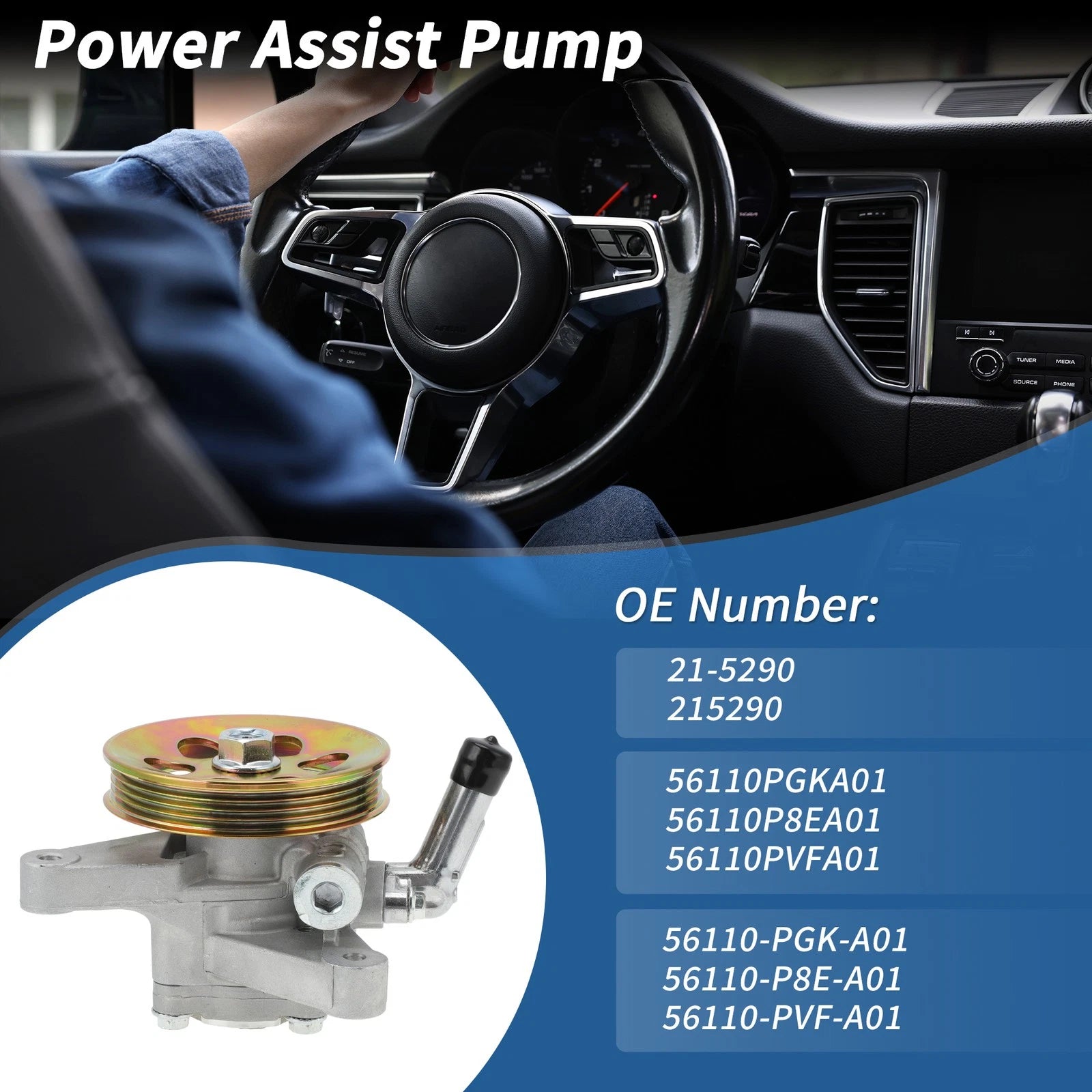 Power Steering Pump w Pulley Replacement for Honda Pilot (2003–2004)